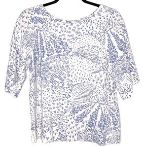 Boden Linen Mixed Print Top